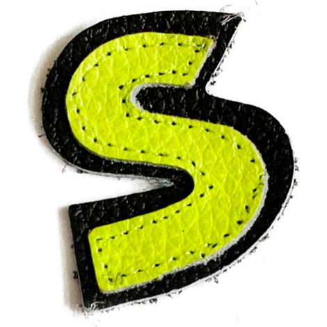 STI Lettere Numeri e caratteri in Pelle mini h.35mm per tuta da cucire o incollare a tute moto Giallo Fluo