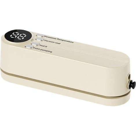Machine de mise sous vide sans fil pour la conservation des aliments, machine à sceller les sacs compacte et portable pour la viande, les fruits de mer, les en-cas, blanche (1/5)
