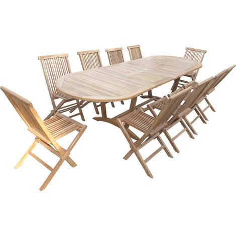 Ensemble de jardin en teck premium NILA 10 chaises JENAE (1/5)