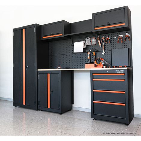 Fischer Darex – Servante d'atelier roulante avec 4 tiroirs – Dimensions 259x183x46 cm – Charge maximale 300 kg – Système de verrouillage sécurisé