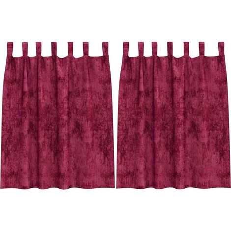 Rideaux en velours deux pièces, rouge bordeaux, 140 x 140 cm (1/5)