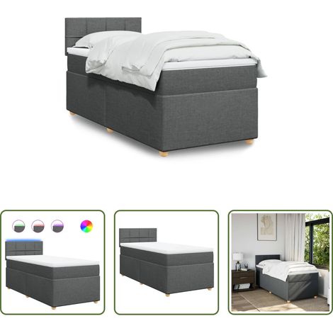 Matratze - Boxspringbett mit Matratze Dunkelgrau 100x200 cm Stoff (1/5)