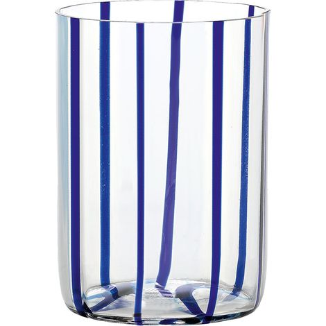 Zafferano Lot de 6 Gobelets Tirache en verre coloré bleu, design artisanal soufflé à la bouche, élégante fabrication manuelle pour table sophistiquée