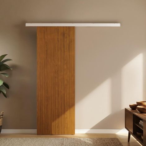 Porta Scorrevole 75x210cm, Armadio Kit Montaggio, Binario, Effetto Legno Marrone (1/5)