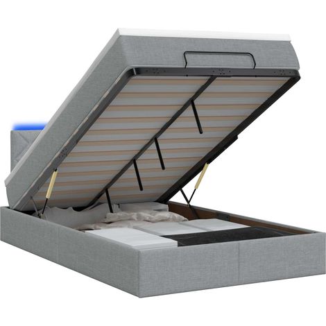 Cama tipo otomana con colchón y LED Gris Claro 120 x 190 cm vidaXL (1/5)