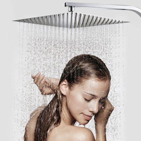 Pommeau Douche Carre Ultra-Fin 24.7cm Acier Inox Anti-Calcaire (1/4)