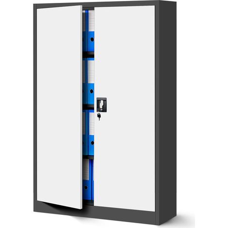 Classeur de bureau en métal KEVIN, 900 x 1400 x 400 mm, blanc anthracite
