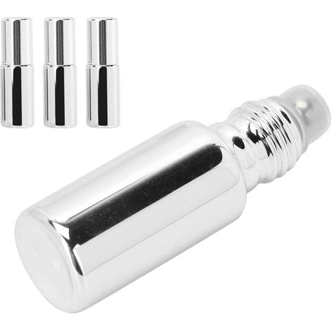 Flacon Roller en Verre 5ml pour Huiles Essentielles - Lot de 3 - Argenté Portable Professionnel (1/5)