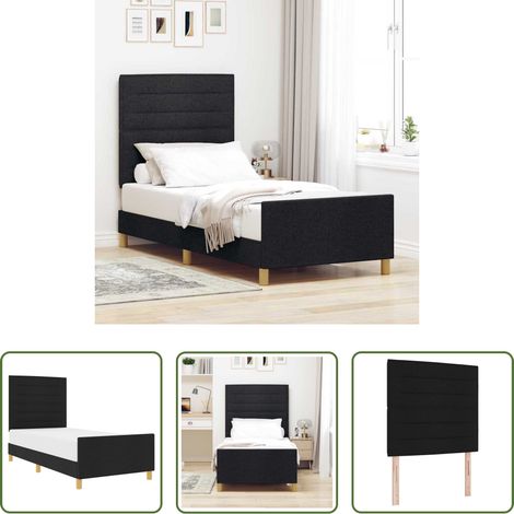 vidaXL Stoffbett - Bettgestell mit Kopfteil Schwarz 90 x 200 cm Stoff (1/5)