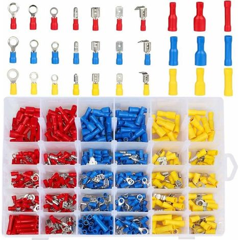 Cosse Electriques,Cosses Electriques pour Voiture,Connecteur Electrique,Assortiment Connecteurs Isoées sertissage 480Pcs, (1/5)