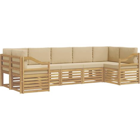 Conjunto de Sofá Seccional 7 pcs y Beige 304 x 126,5 x 73 cm vidaXL