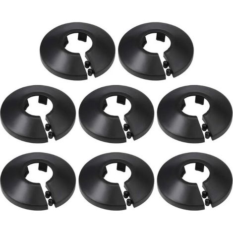 16 mm Rohrabdeckung, Dekoration, PP, Heizkörperrosette, Wasserrohr-Wandabdeckung, Schwarz, 8 Stück
