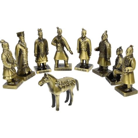 Figurine de Guerriers en Terre Cuite en Alliage Or, Décoration de Bureau Intérieure Artisanat Fin et Stabilité, Style Rétro Unique pour Présent Déco Maison (1/5)