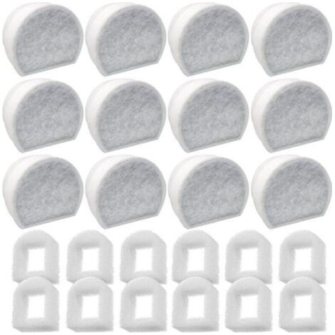 Lot de 24 Préfiltres en Mousse et Filtre à Carbone Compatible avec PetSafe Drinkwell Fountain INOX 360 Avalon Pagoda Seascape et Sedona Fontaines, Filtre pour Fontaine à Eau Chat Chien (1/4)
