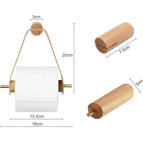 Porte-Rouleau Vintage en Bois Mural,Support Derouleur Porte Papier Toilette pour Salle de Bains WC Deco (1/3)