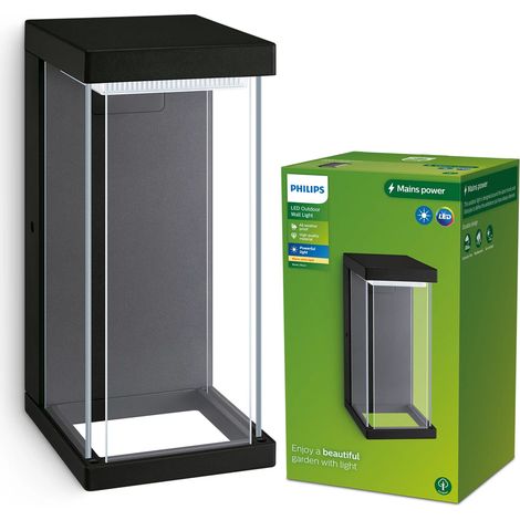 Philips Kyrie applique murale noire 12 W IP44 extérieur (1/4)