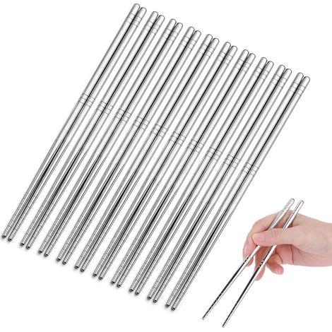 10 paires de baguettes en acier inoxydable, 23 cm, lavables au lave-vaisselle, baguettes réutilisables pour la cuisine chinoise, japonaise et coréenne (1/5)