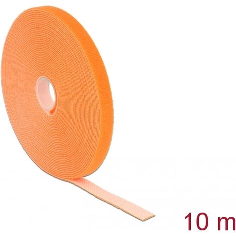 Delock Cinta de gancho y bucle en rollo LA 10 m x AN 13 mm naranja