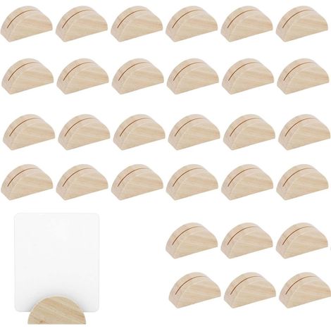 30pcs Supports Numéros Table, Demi-Cercle Porte-Cartes en Bois pour Photos Étiquettes Nom Menu Porte-Signes Table Réutilisables pour Mariages Restaurants Banquets (Couleur du Bois) (1/5)