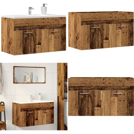 vidaXL Waschbeckenunterschrank Altholz-Optik 90x38,5x46 Holzwerkstoff