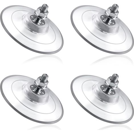 Set di 4 ventose grandi con dado M8, 85 mm, in PVC trasparente - Ventose per vetro extra forti e spesse