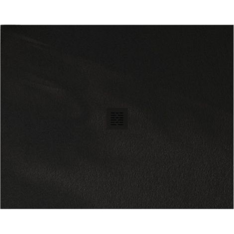 Mineralguss-Duschwanne extra flach CENTRO Schieferoptik SCHWARZ 110x140 cm Auslaufschutz in Farbe
