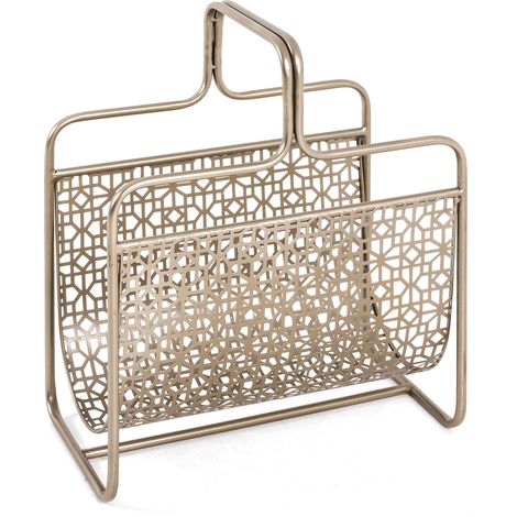 Porte-revues antique 37x22x45 cm en métal laqué doré (1/2)