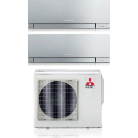 Mitsubishi Electric Dual Split Inverter Klimagerät Serie KIRIGAMINE ZEN SILVER MSZ-EF 12+18 mit MXZ-3F54VF R-32 Wi-Fi Integrated Farbe Silber 12000+18000