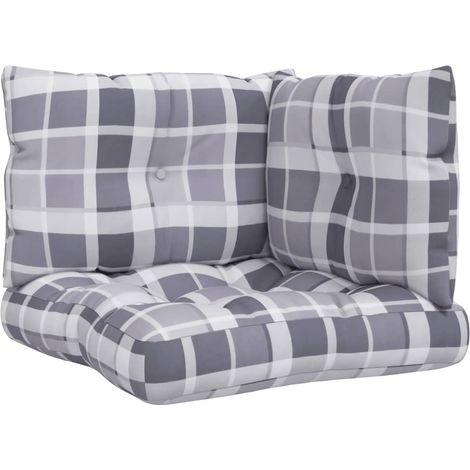 Maison Exclusive - Cuscini per Pallet 3 pz Grigi a Quadri in Tessuto