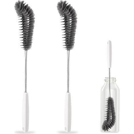 Lot de 2 brosses de nettoyage flexibles de 40 cm pour cuisine et salle à manger – Parfait pour les biberons, les bouteilles de sport, les verres, les tasses, les bocaux et les verres à pied (1/4)