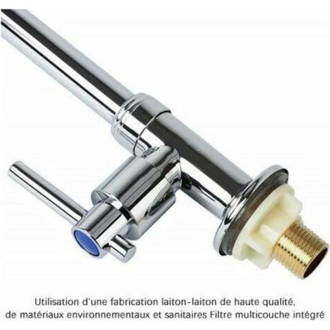 Robinet de cuisine, robinet d'évier d'eau froide Robinet de bar en acier inoxydable monotrou adapté aux jardins potagers extérieur (1/4)