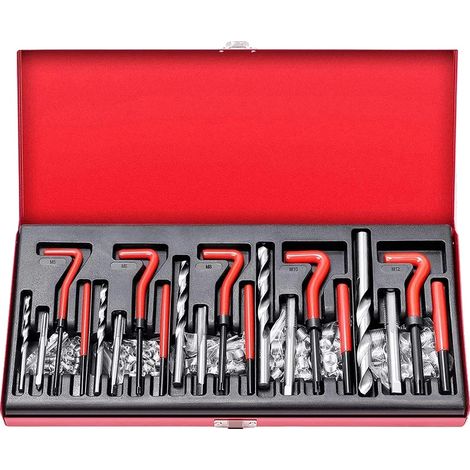 Kit de herramientas para reparación de roscas, juego de 131 piezas, diseño fácil de usar, 131 piezas (1/2)