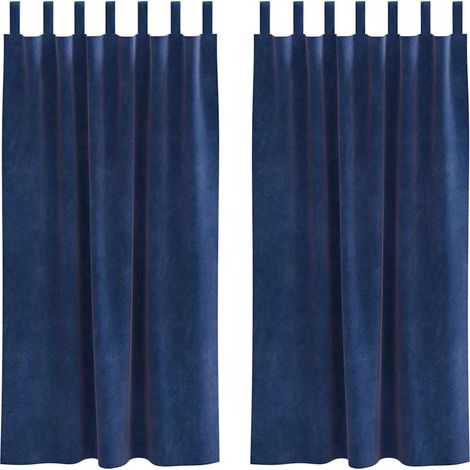 Rideaux occultants 2 pcs Bleu foncé 140 x 175 cm Velours