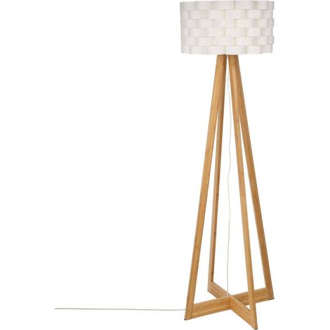 Lámpara de pie 'Moki' - bambú y blanco - A. 150 cm - Atmosphera créateur d'intérieur