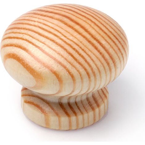 Pomo en madera con acabado pino transparante., dimensiones: 35x35x30mm, Ø: 35mm -