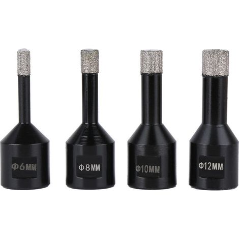 Punte diamantate cave a filettatura asciutta M14 da 6-12 mm per piastrelle in ceramica, granito e marmo (6-8-10-12 (4 pezzi))