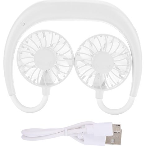Wiederaufladbarer USB-Nackenventilator mit 3 Geschwindigkeitsstufen – Freihändig für Sport und Gaming (Weiß) (1/5)