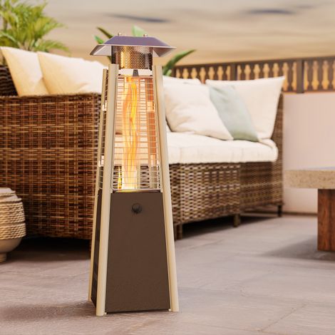 Chauffage portable au butane 3000 W avec température réglable, système anti-basculement et allumage par pression, argent et bronze