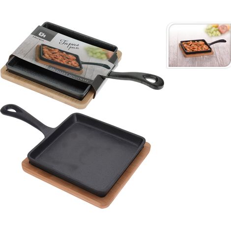PADELLA RETTANGOLARE CON BASE BAMBU 12 CM