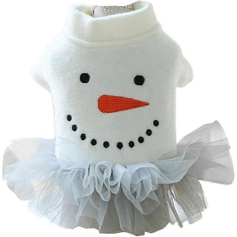 Robe pour chien motif bonhomme de neige, tenue de Noël pour animal, jupe automne chien taille XL, vêtement de fête pour petit chien. (1/4)