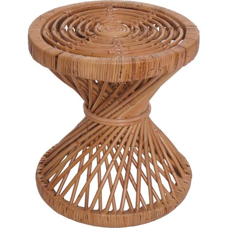 [NON UTILIZZATO] Tavolino rotondo HHG-089 portavasi rattan Kubu 43x38x38cm naturale