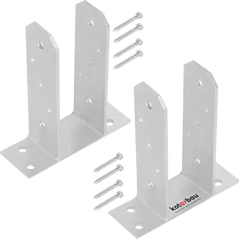 KOTARBAU® 2 Pièces Support Poteau Bois - à Visser - TT - Acier Galvanisé - 70 mm - Argent - Pied de Poteau - Fixation Robuste - Embase (1/5)