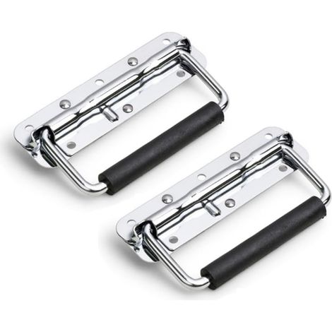 Asa plegable para caja con resorte, asa para caja de aviación, 140 mm/5,5", color plata, dos piezas (1/5)