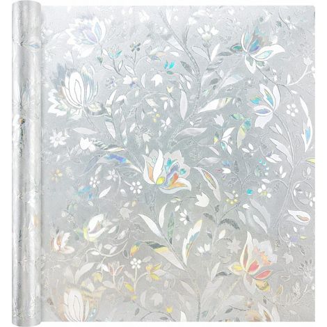 Film de protection solaire Tulip Rainbow, 89 cm x 400 cm, effet vitrail, sans adhésif, anti-UV, pour la maison et la cuisine. (1/5)