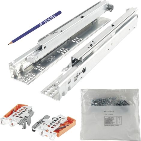 Blum Tandem Vollauszug Set, Schubladenauszug 520mm Blumotion mit praktischer Blum Kupplung, Schubladenführung Tragkraft 30kg - 1 Paar Schubladenschienen mit Kupplung
