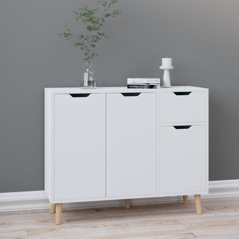 Buffet Bahut Meuble de rangement Commode Blanc 90x30x72 cm Bois d'ingénierie 64902 (1/5)