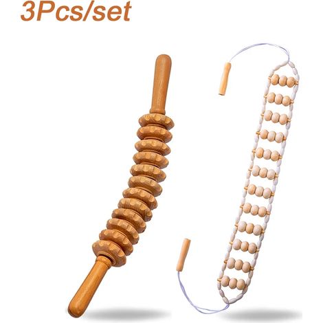 Outil de massage en bois, ventouse et rouleaux de massage suédois en bois, outil de modelage corporel en corde, appareil de drainage lymphatique, rouleau de massage en bois-AquaForge