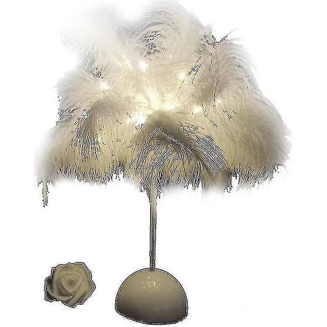 Abat-jour en plumes pour lampe de table, veilleuse de chevet, décoration de chambre blanc (1/2)