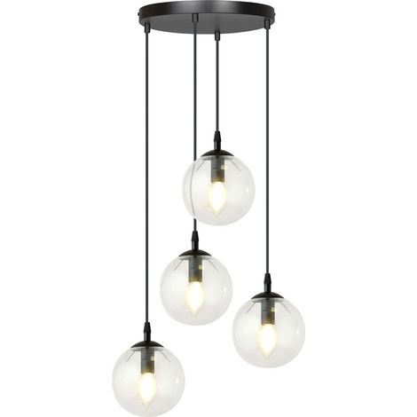 Lampadario Emibig Cosmo 4xE14 nero vetro trasparente (1/5)