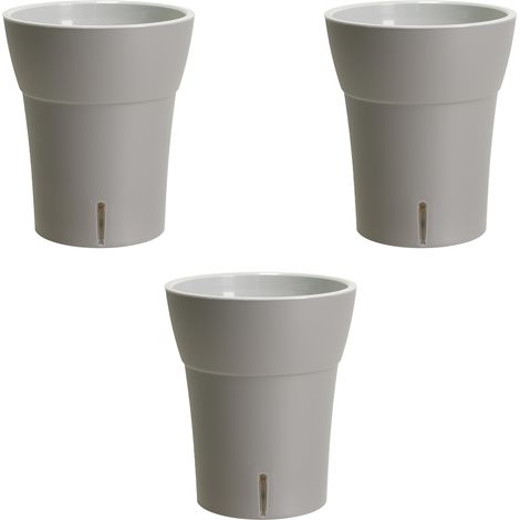 3 Orchideentöpfe mit Wasserreservoir - Dali-dea hellgrau 2 Liter